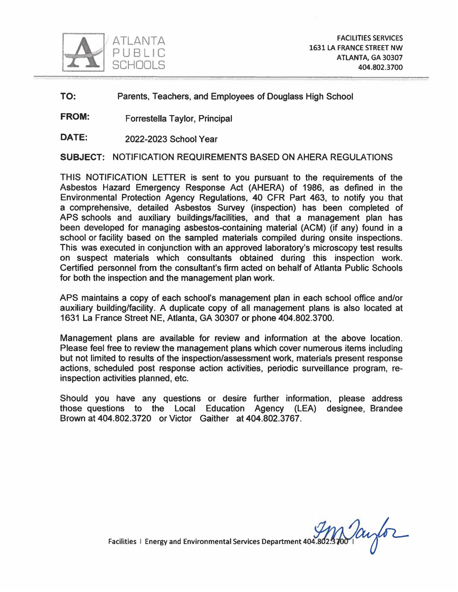 Asbestos Hazard Emergency Response Act (AHERA)